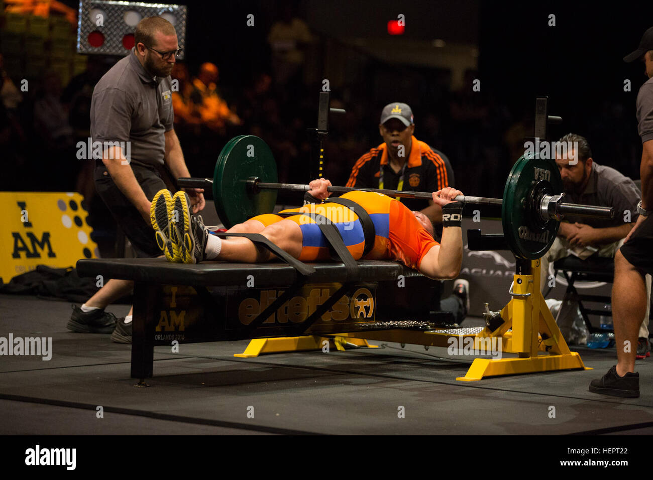 A powerlifter competes in the 2016 Invictus Games, HP Field House, ESPN