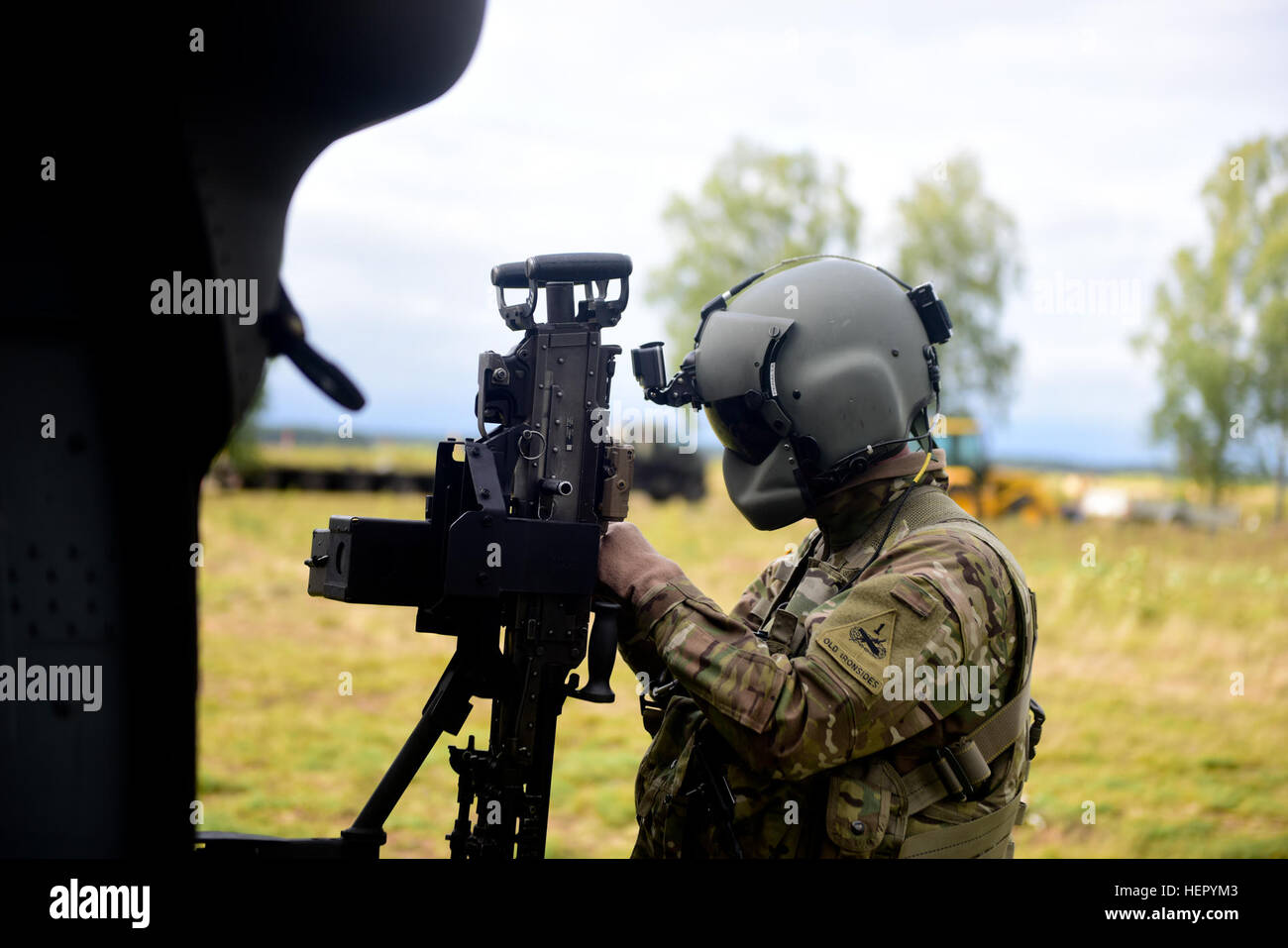 The door gunner of a UH60 Black Hawk, from the 3rd Battalion, 501st