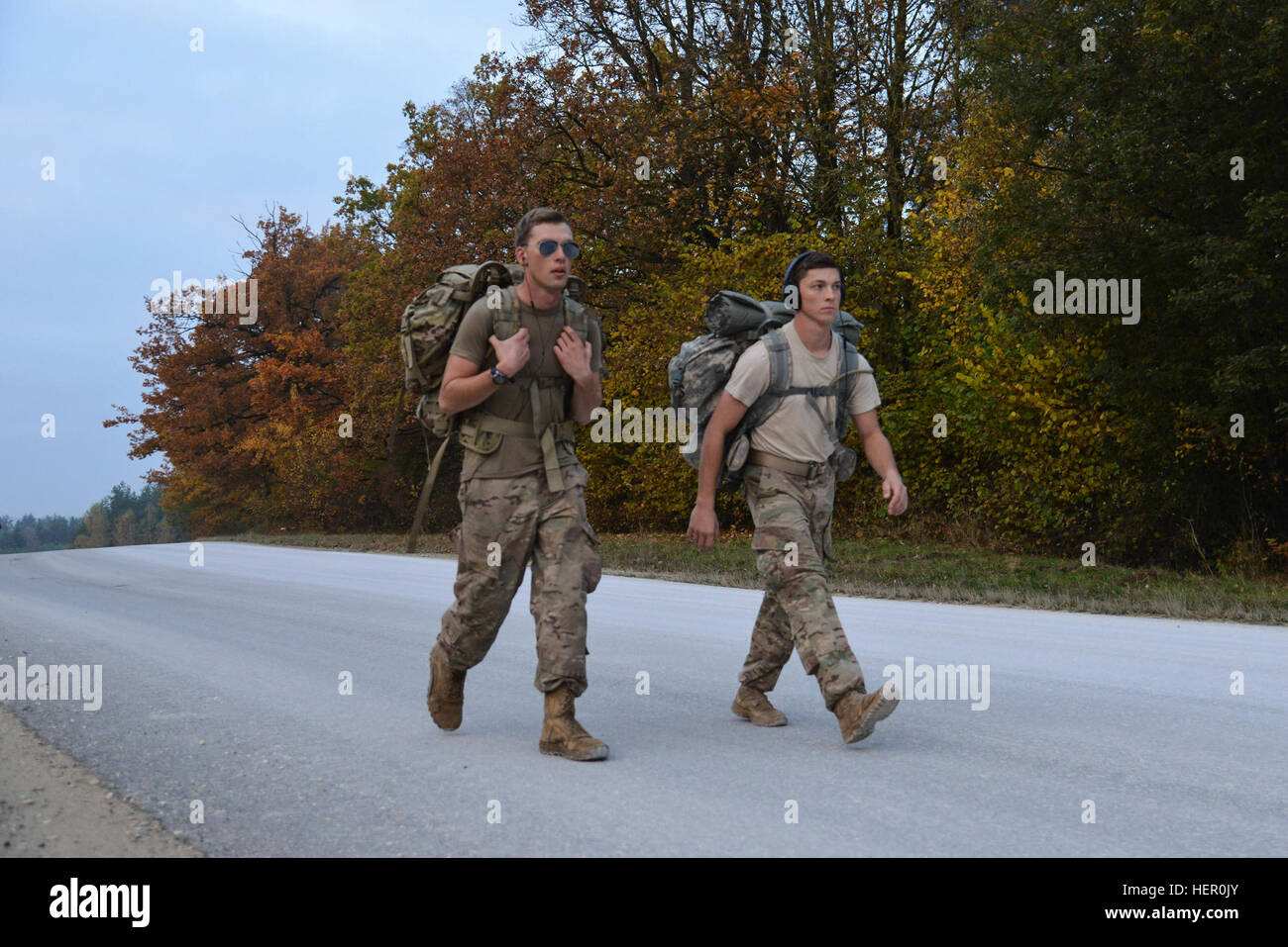 U.S. Soldiers of the 4th Infantry Division participate in a 12-mile ...