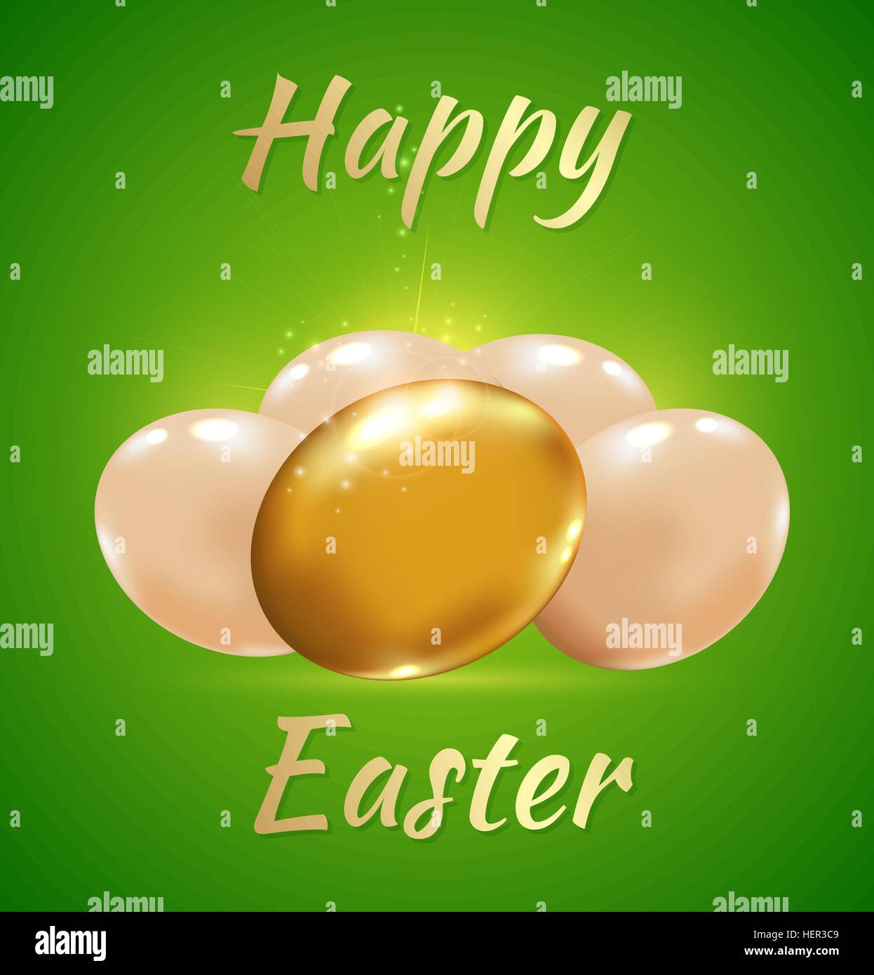 Easter card with golden eggs on a green background Stock Vector Image ...