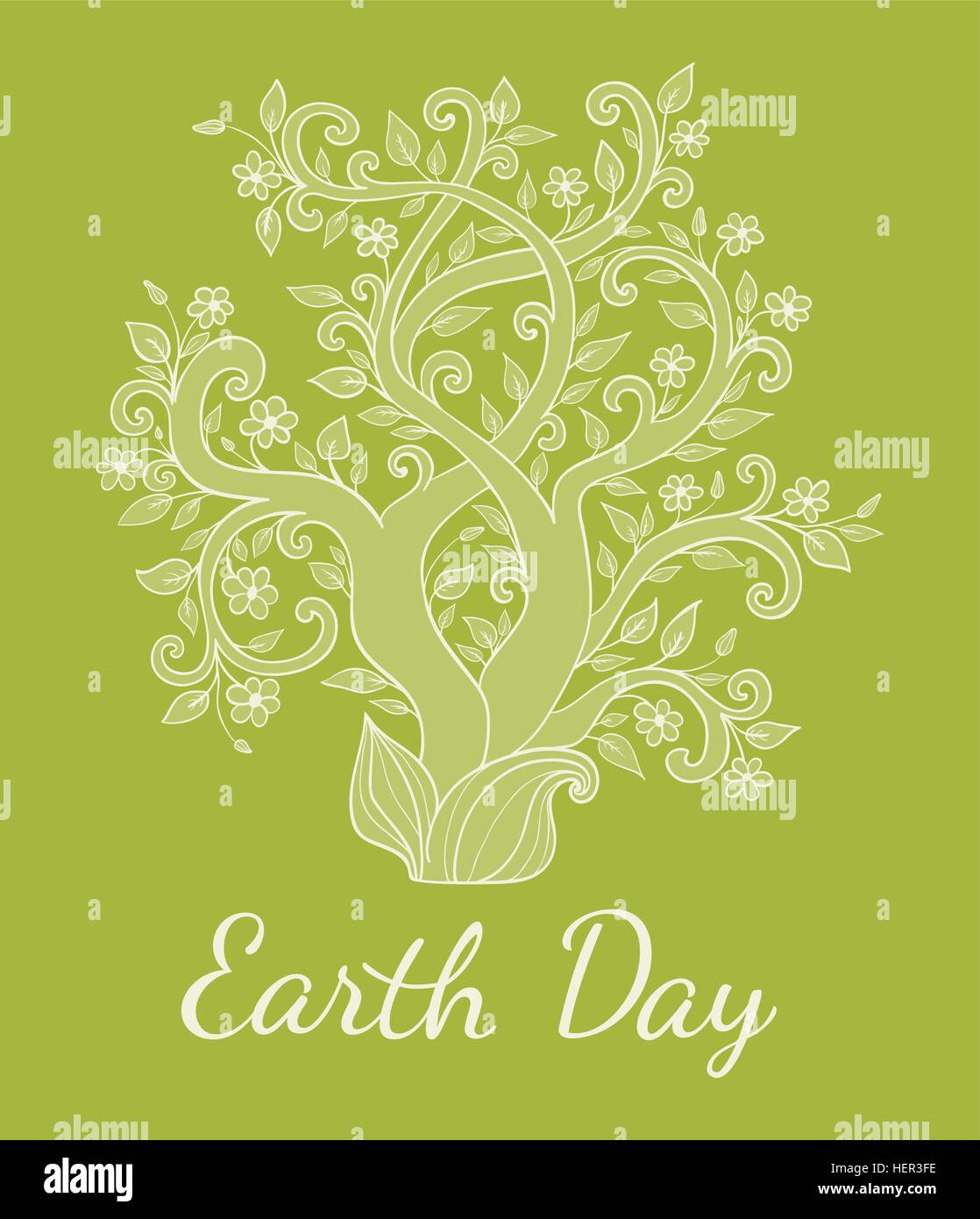 Green background with tree for Earth Day. Vector illustration Stock ...