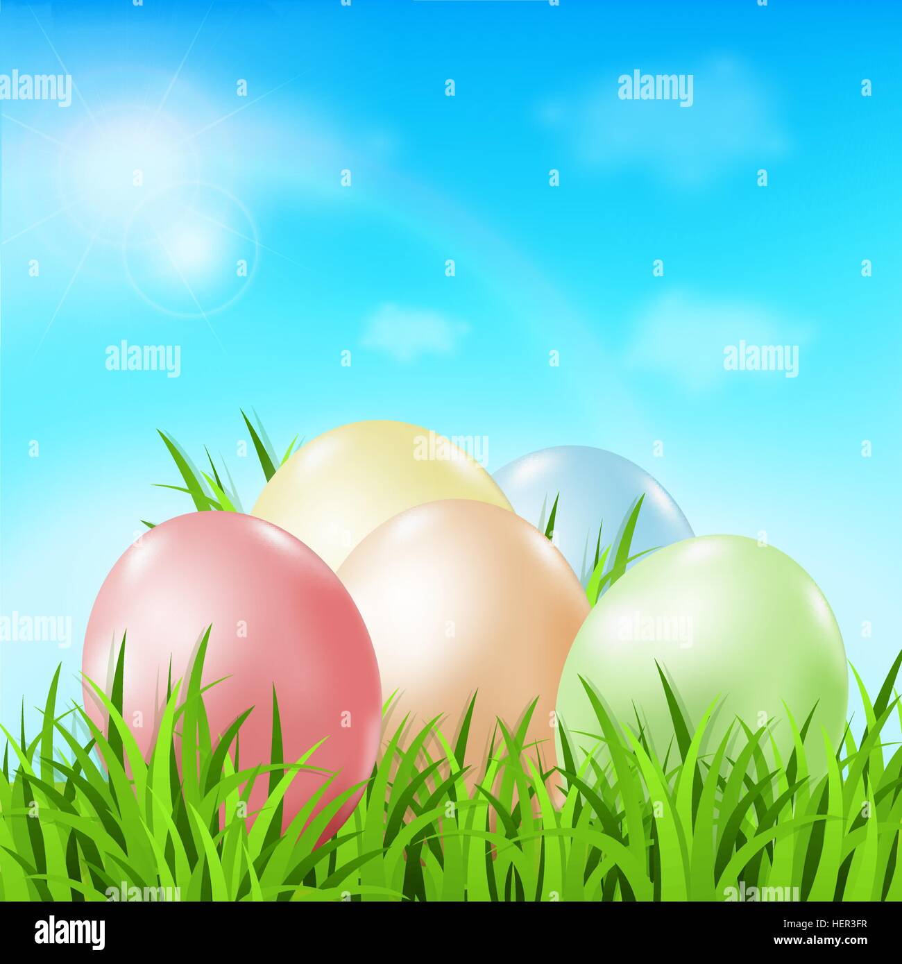 Vector Easter card with eggs and green grass Stock Vector Image & Art ...