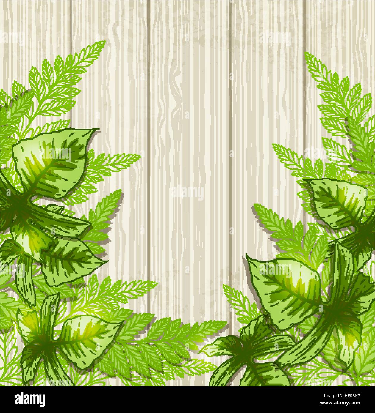 Summer background with green tropical leaves. Vector illustration Stock ...
