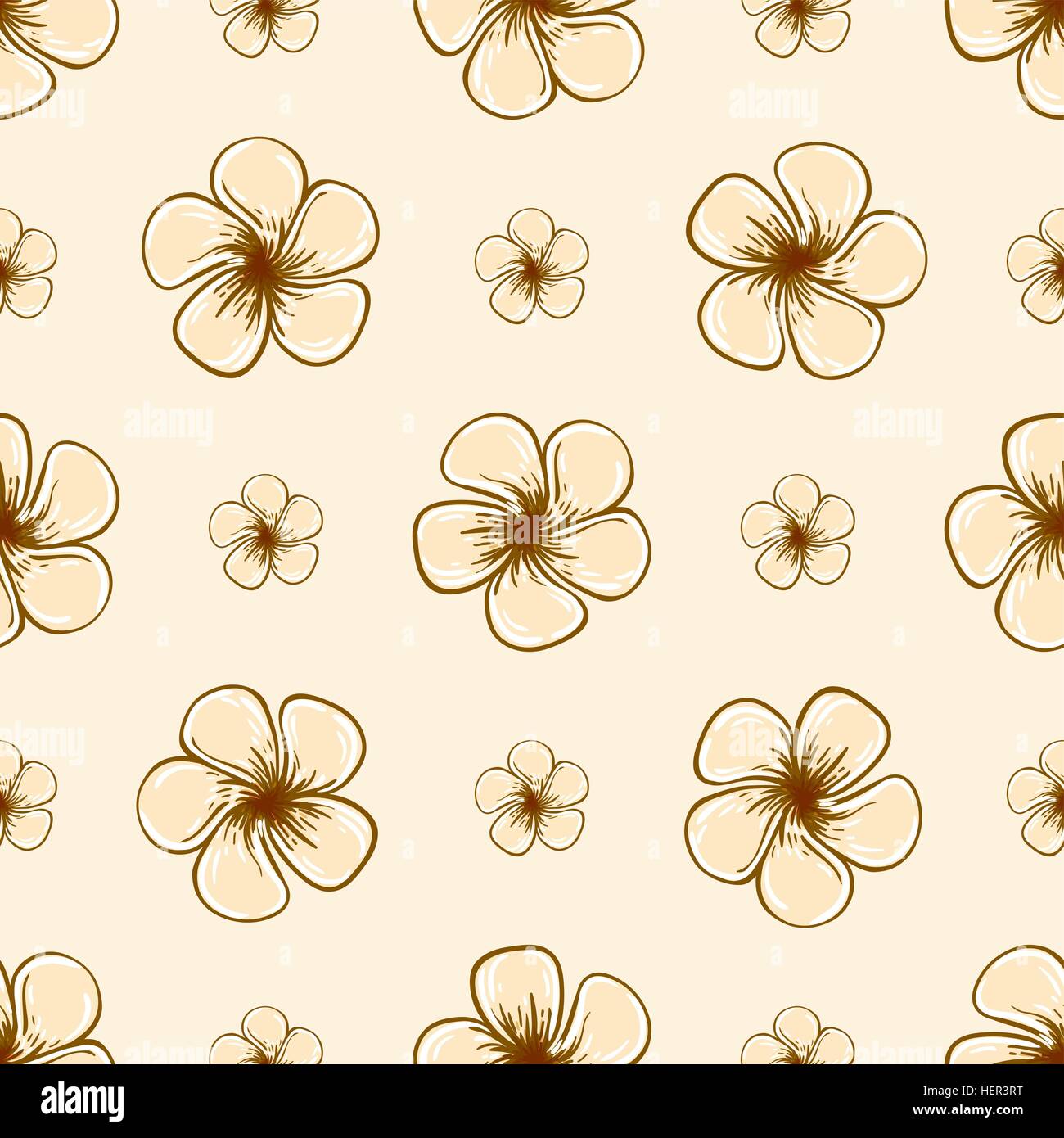 Hand drawn floral tropical seamless pattern with flowers Stock Vector ...