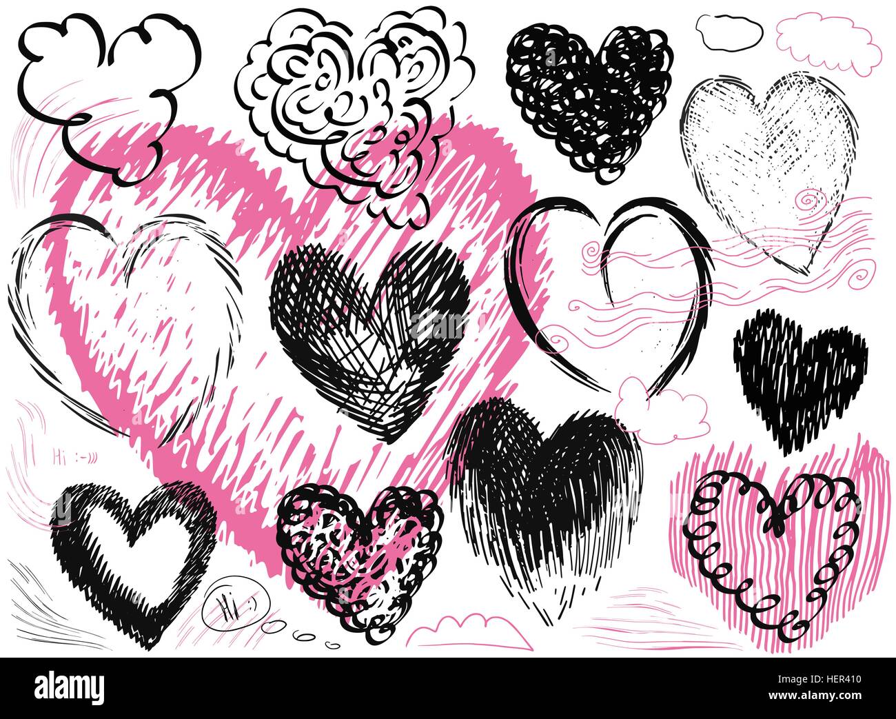 set of hand drawn hearts, vector Stock Vector Image & Art - Alamy