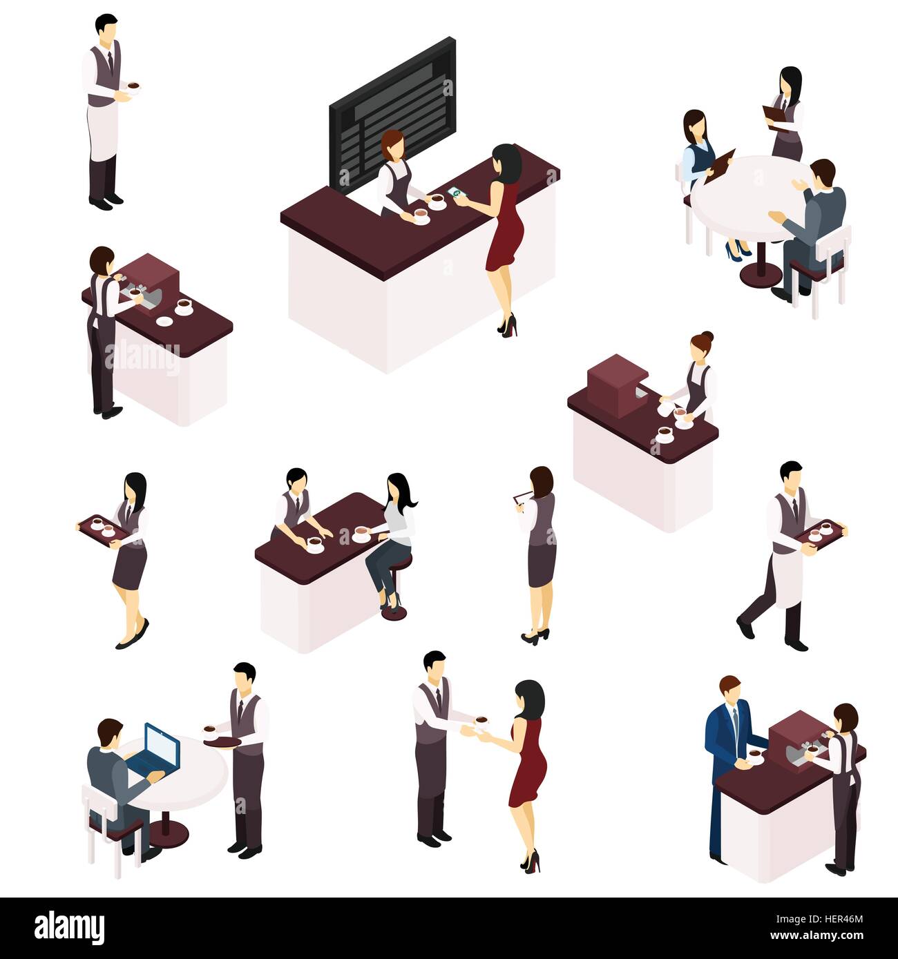 Barista People Set Barista People Serving Coffee In A Cafe Isometric Set Isolated Vector Illustration Stock Vector Image Art Alamy