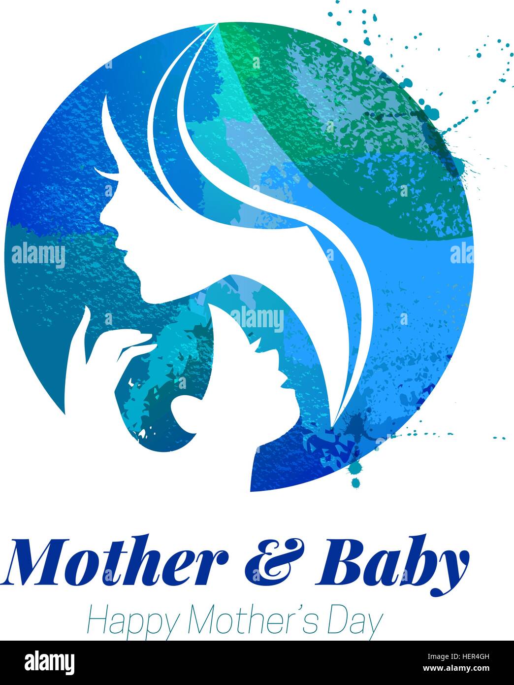 Download Vector watercolor effect illustration of mother silhouette with her Stock Vector Art ...