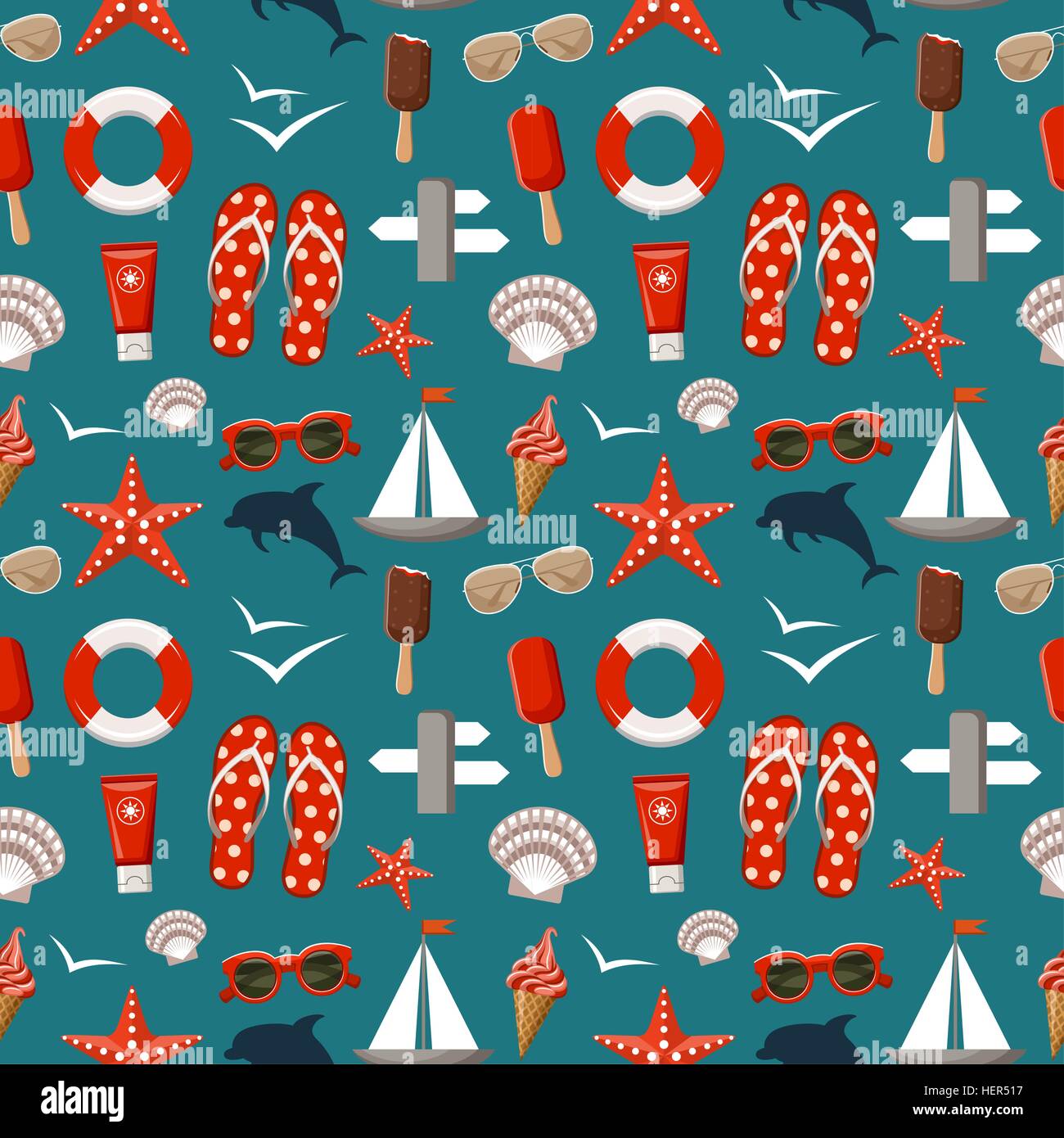 Summer seamless sea patterns. Vector Stock Vector Image & Art - Alamy