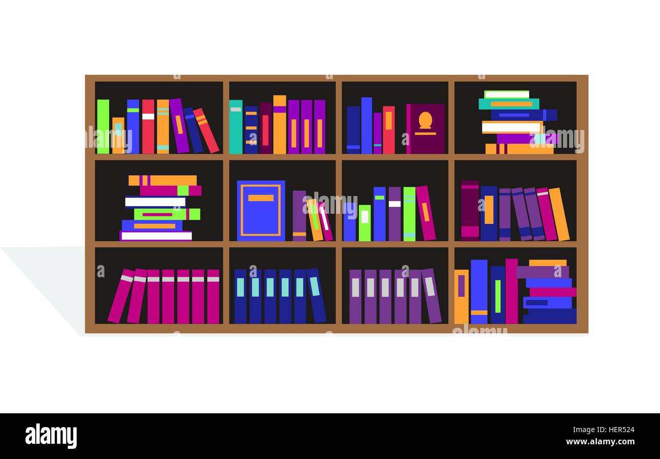 Large Bookcase with Different Books. Large bookcase with different