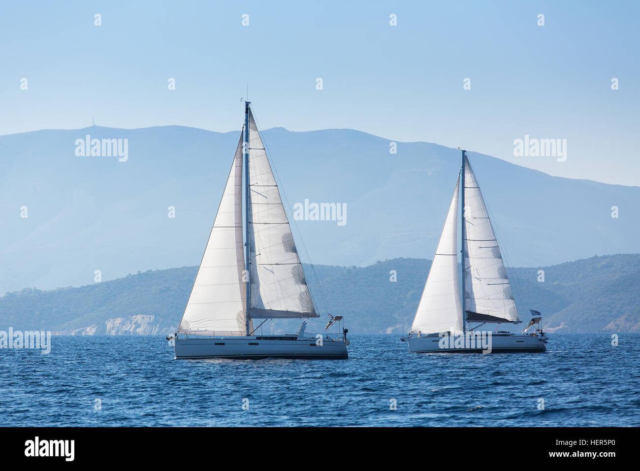 Sailing regatta. Luxury yachts at Aegean Sea. Cruise yachting Stock ...