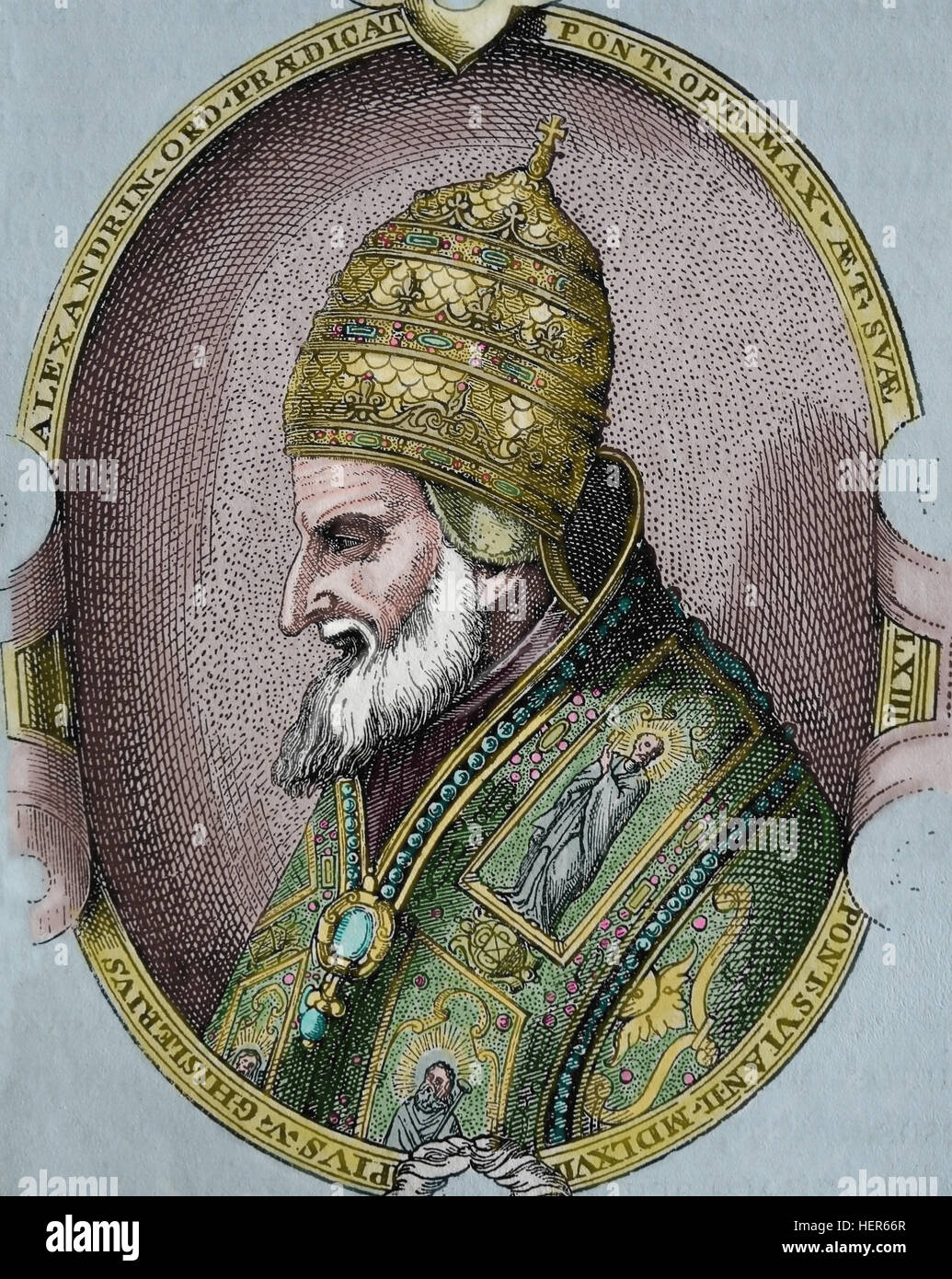 Pope Saint Pius V (15041572). Pope from 15661572. Portrait. Engraving