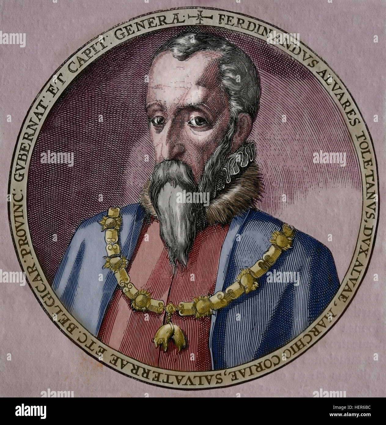 Fernando Alvarez de Toledo, 3rd Duke of Alba (1507-1582). Governor of Milan, and  Netherlands. Portrait. Engraving Stock Photo