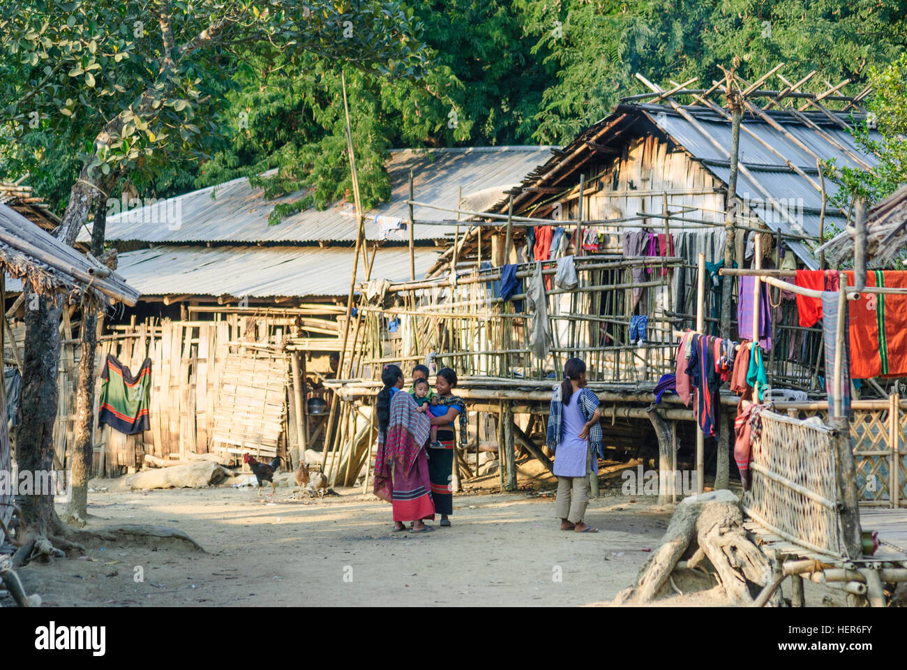 Bandarban: village of the mountain people of Tripura, Chittagong Division, Bangladesh Stock Photo