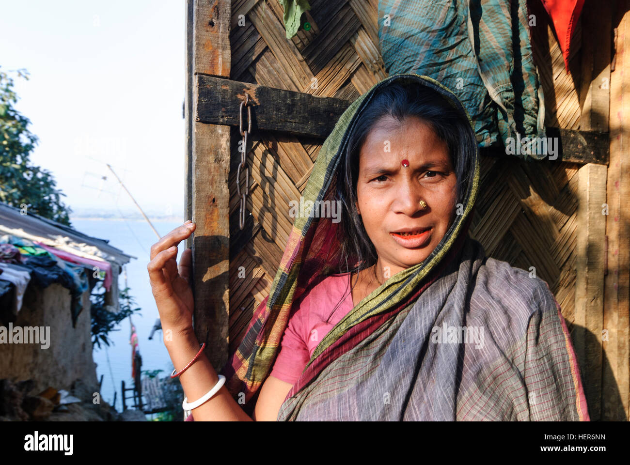 Rangamati: People of Tripura minority on an island in Kaptai Lake, Chittagong Division, Bangladesh Stock Photo