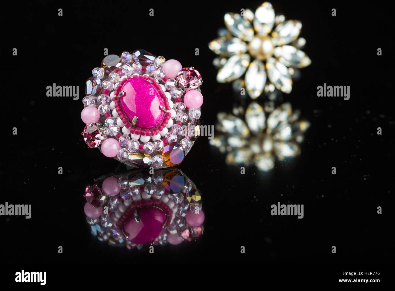 Diamond Ring in black background Stock Photo - Alamy