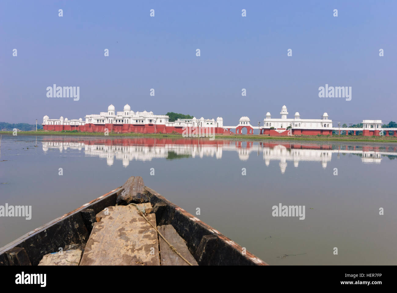 Melagarh: Water castle Neermahal in pond Rudra Sagar, Tripura, India Stock Photo