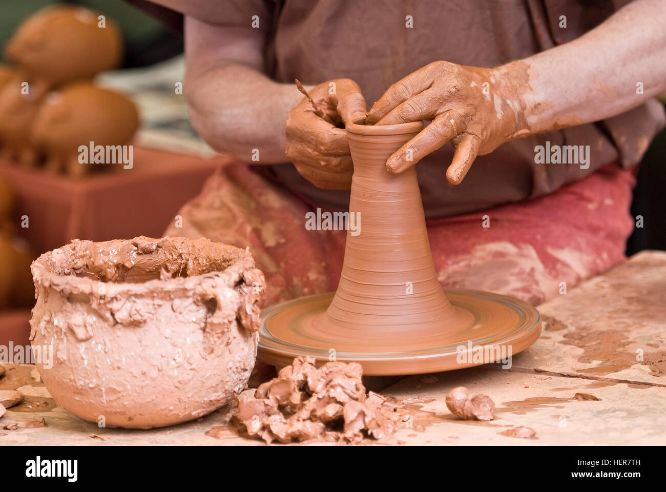 Potter working with clay Stock Photo Alamy
