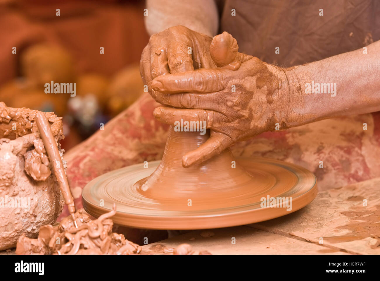 Potter working with clay Stock Photo Alamy
