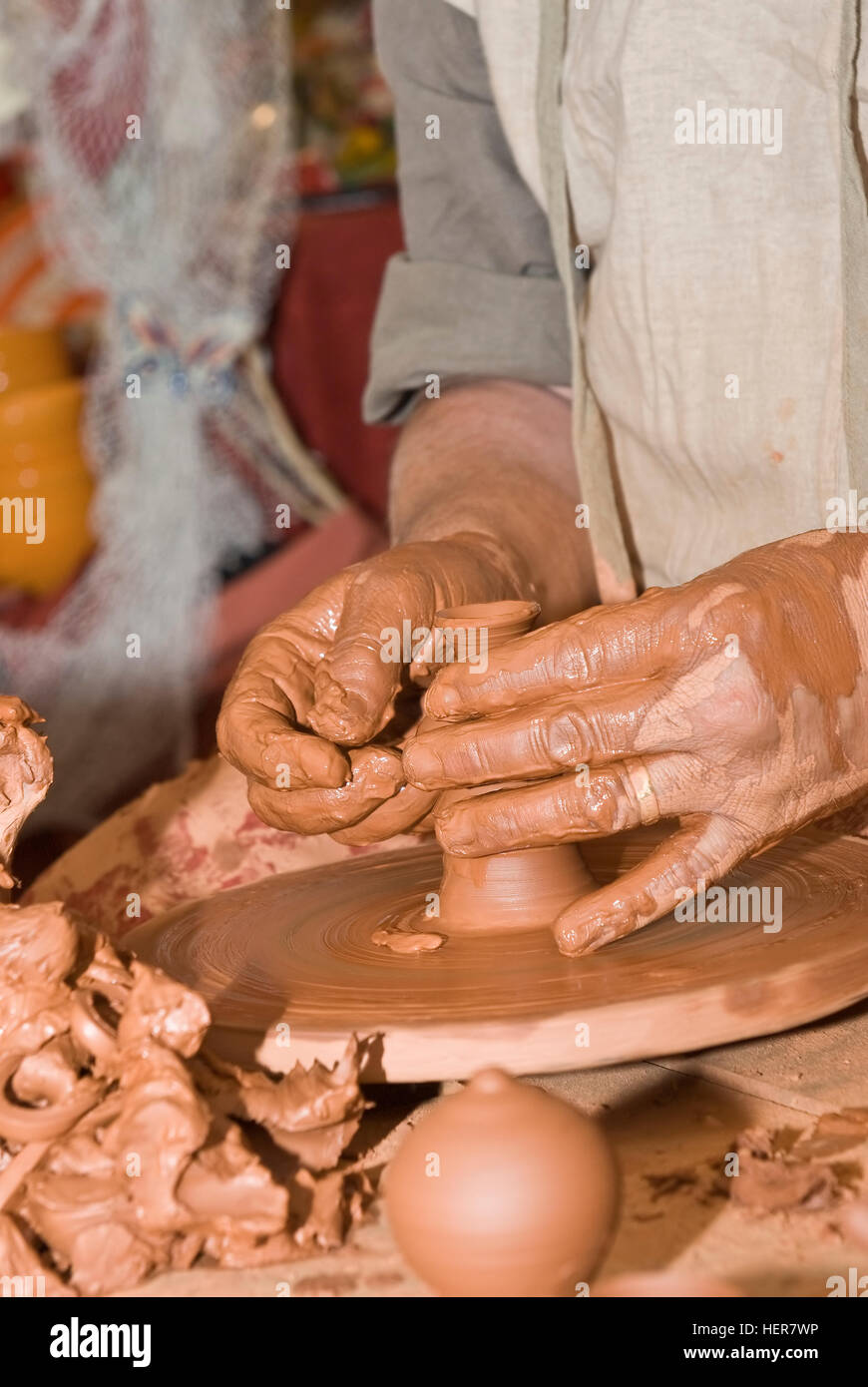 Potter working with clay Stock Photo Alamy