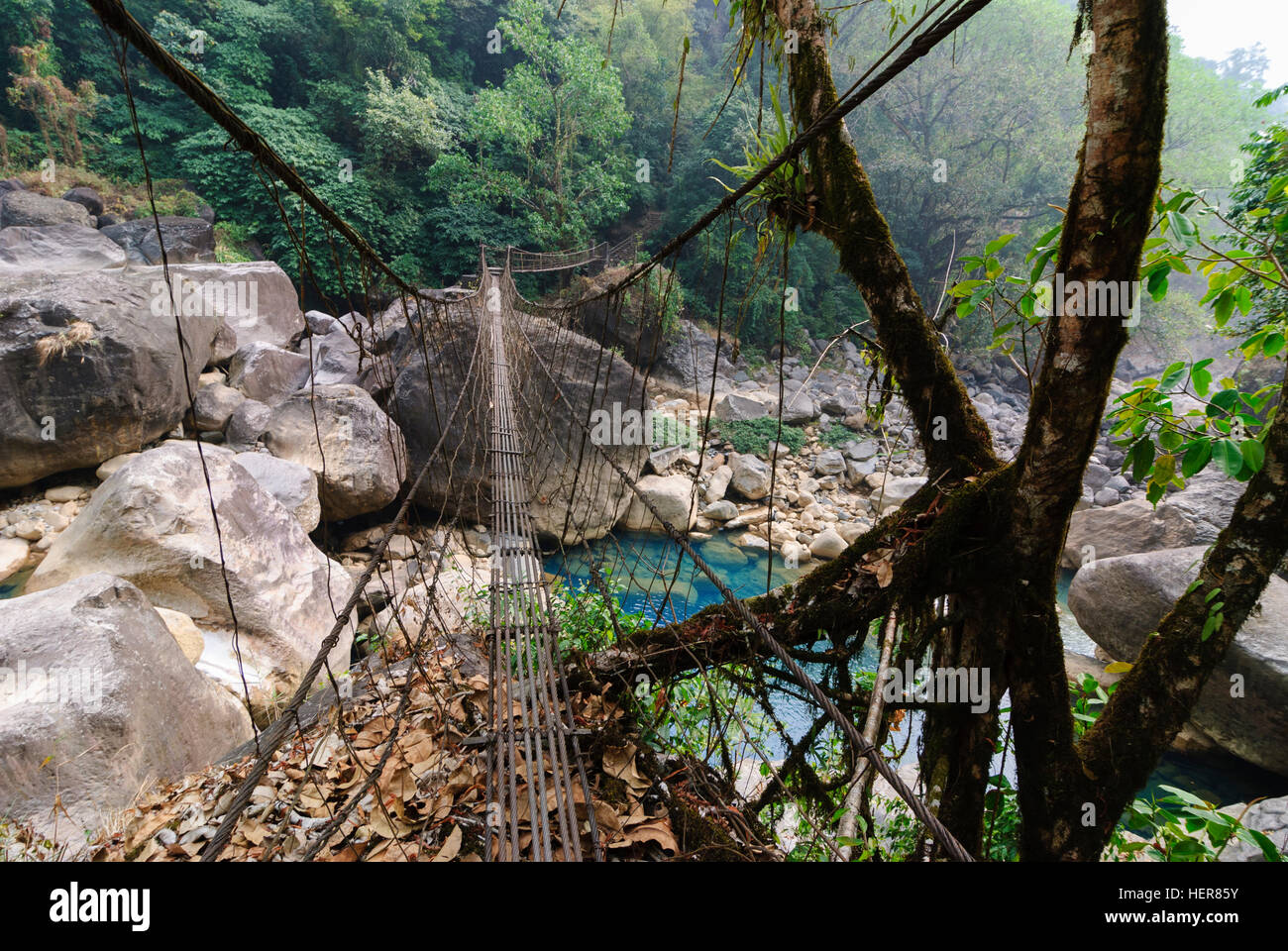 Steel rope suspension bridge about a brook hires stock photography and images Alamy