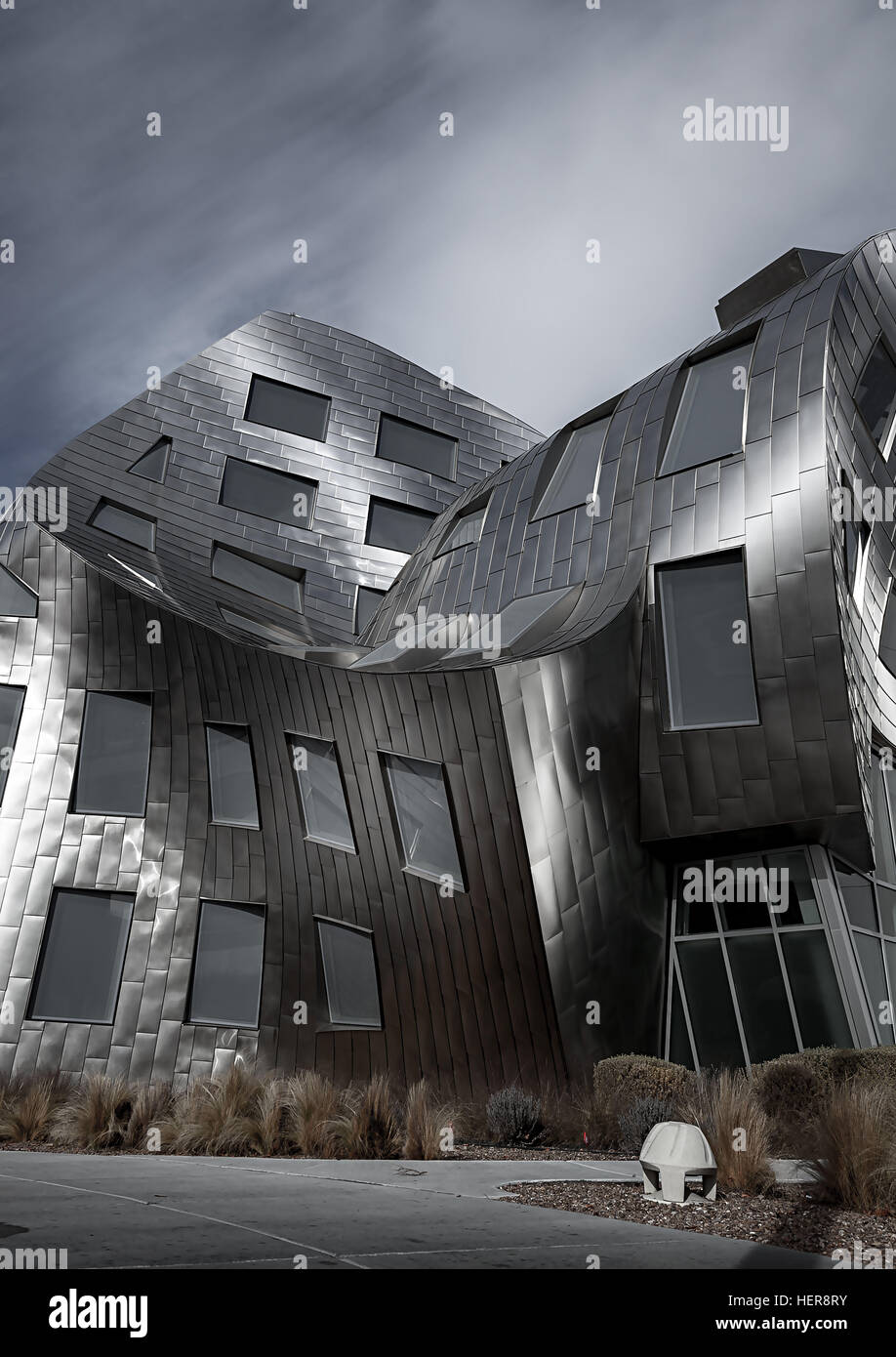 Architecture of Frank O. Gehry, building, silver, curved, Las Vegas ...