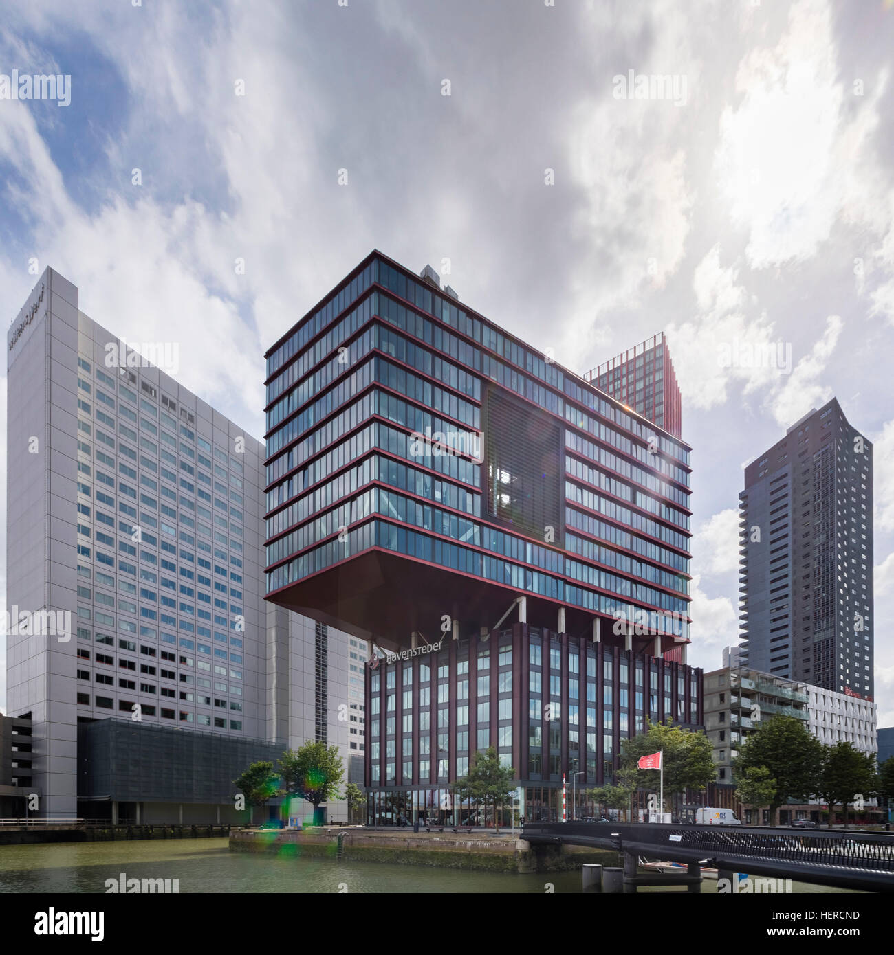 Building in Rotterdam, harbour, water, architecture, back light, summer ...