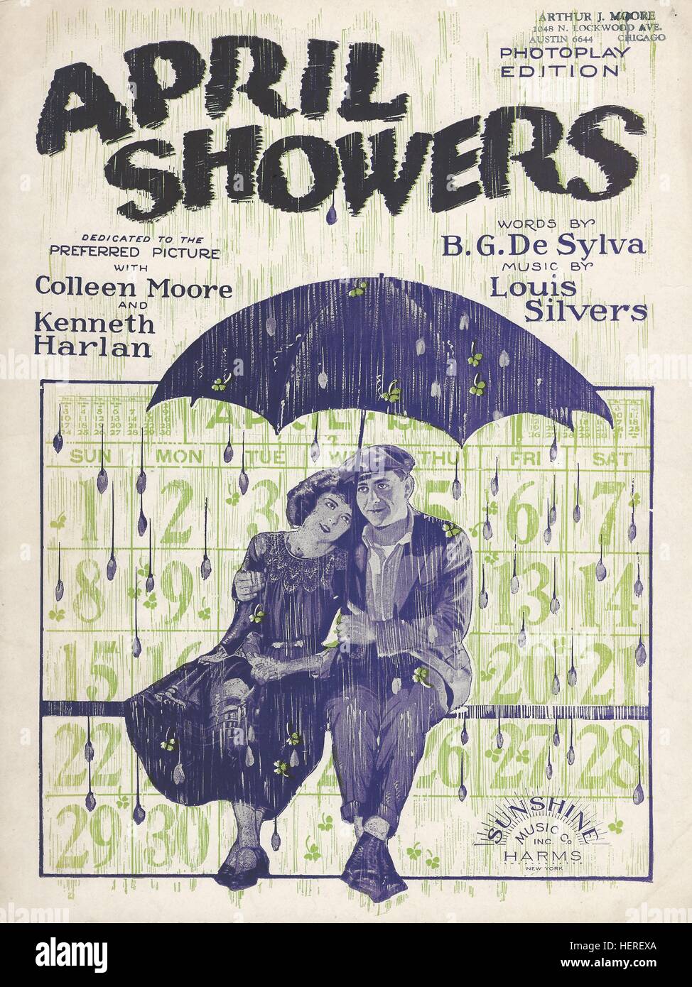 "April Showers" 1923 Movie Sheet Music Cover Stock Photo Alamy