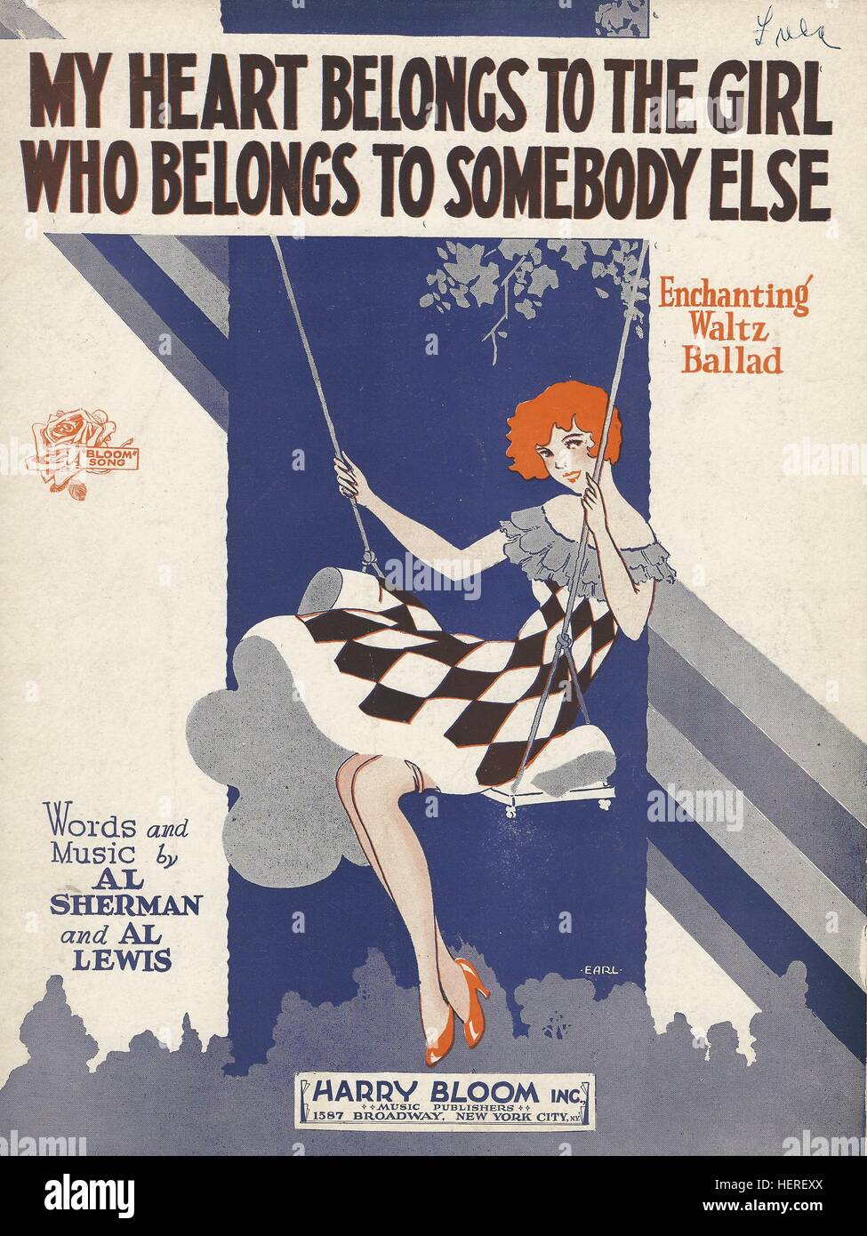 'My Heart Belongs to the Girl Who Belongs to Somebody Else' 1929 Sheet Music Cover Stock Photo