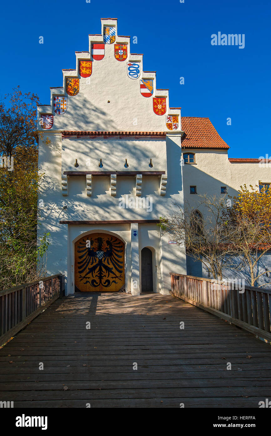 Entrance to Grunwald Palace, Upper Bavaria, Bavaria, Germany Stock Photo