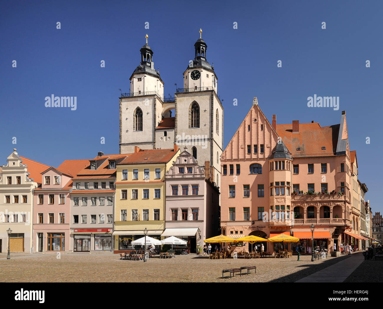 Buildings at the Wittenberg market, with Stadtkirche Sankt Marien, Wittenberg, SaxonyAnhalt