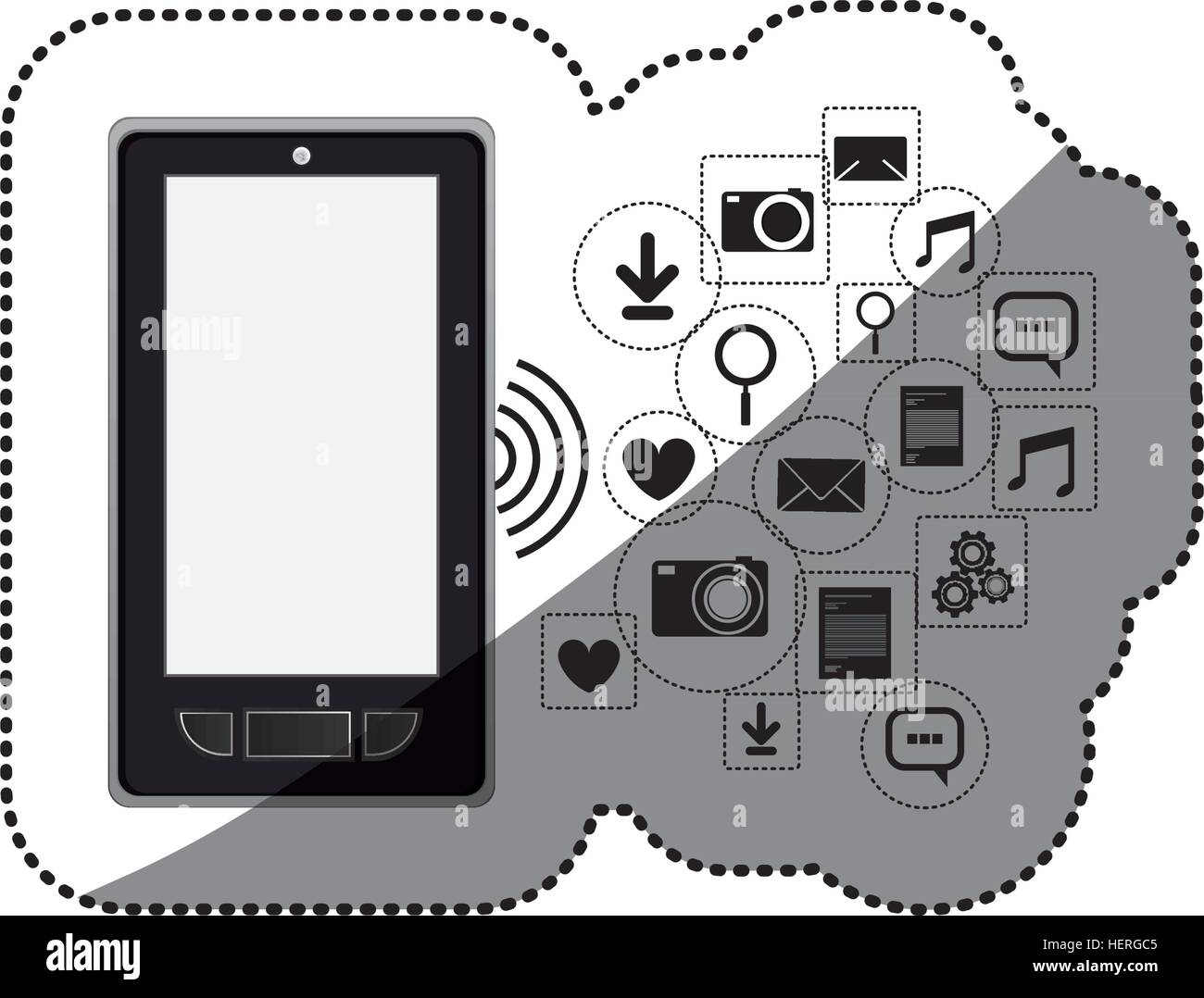 Smartphone social media and multimedia icon set. Apps communication and ...