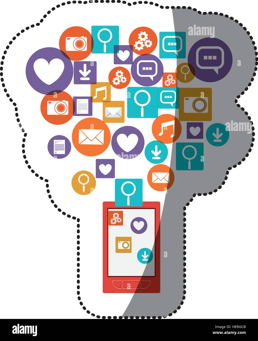 Smartphone social media and multimedia icon set. Apps communication and ...