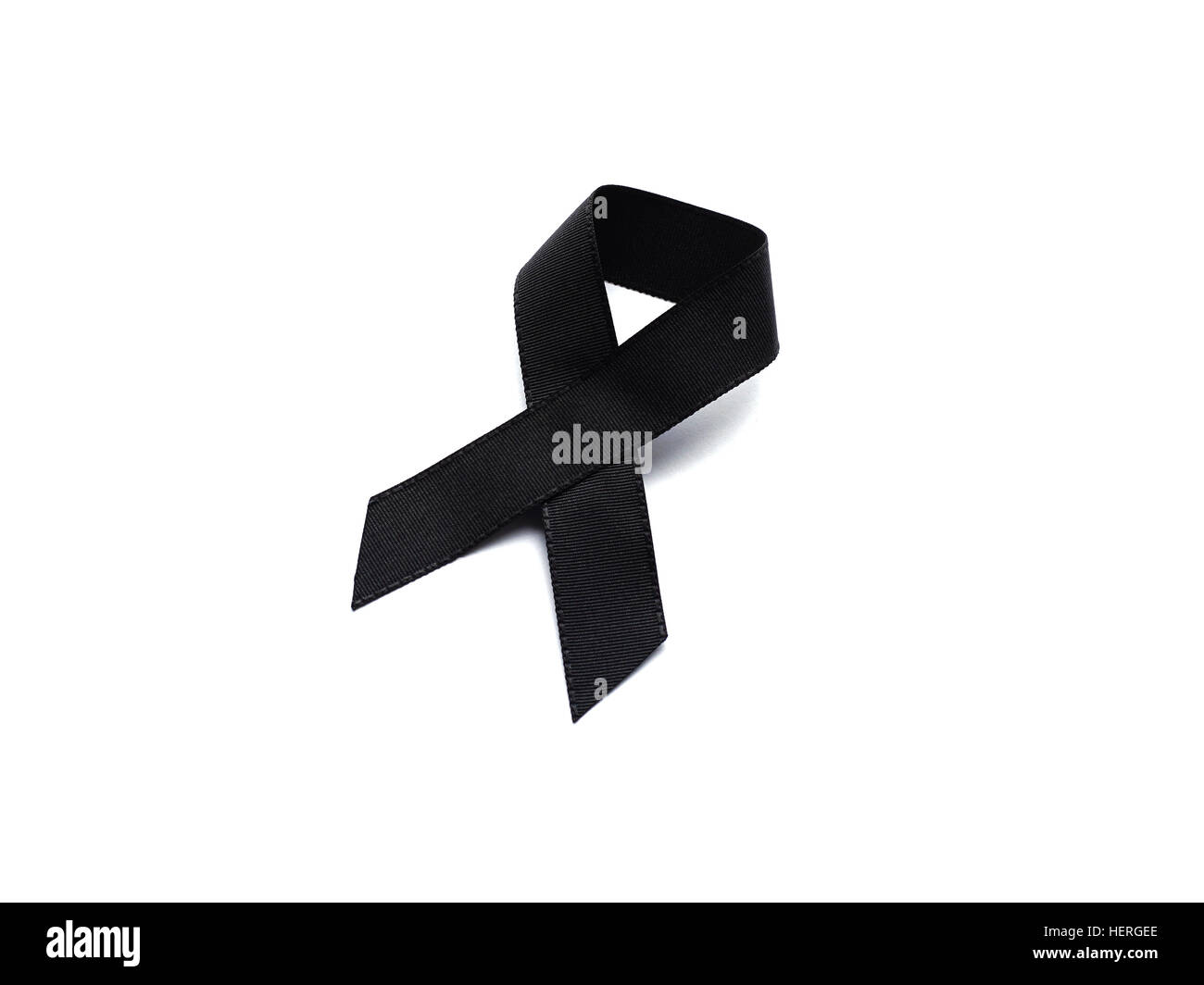Black ribbon for mourning isolated on white background Stock Photo