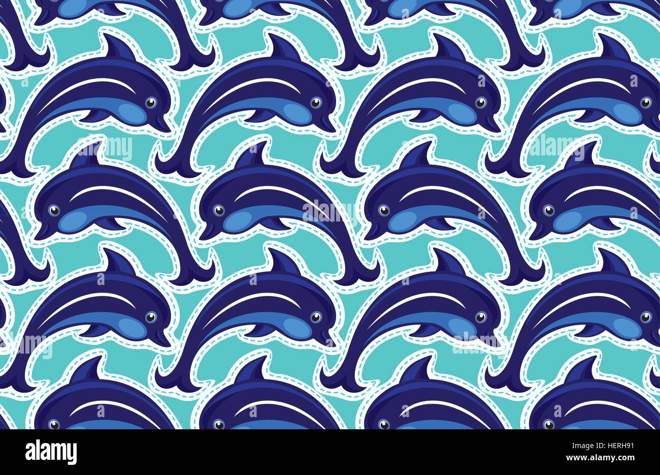 Seamless pattern with dolphins - ornamental background Stock Vector ...