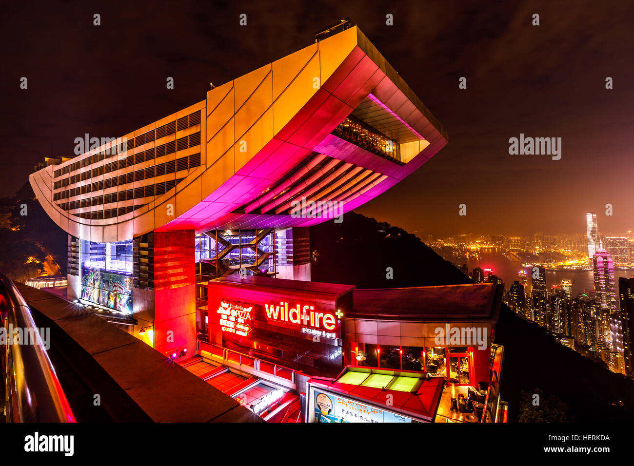 Peak Tower and Victoria Harbour Stock Photo Alamy