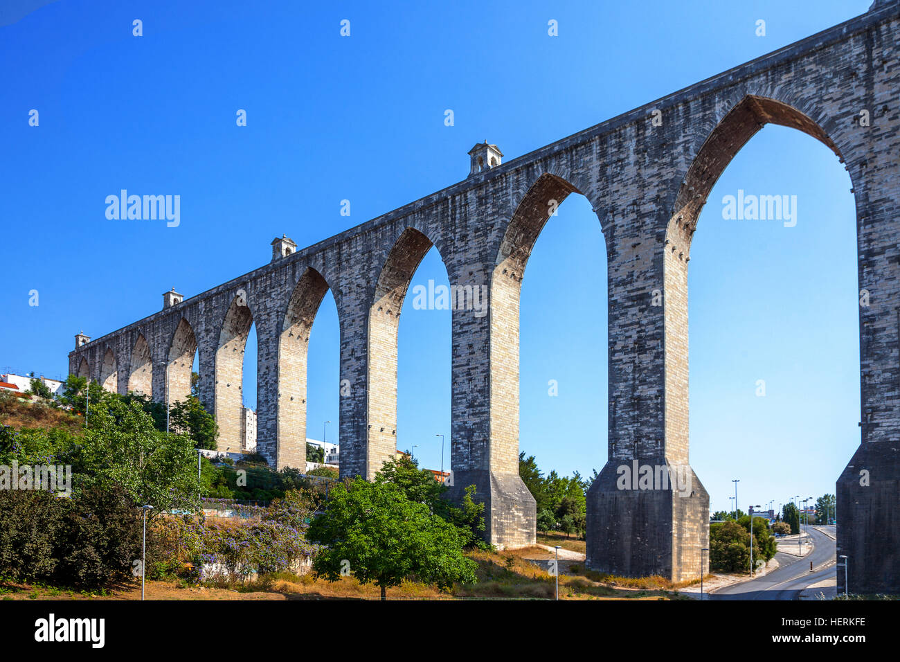Aqueduct of the Free Waters in Lisbon, Portugal Stock Photo