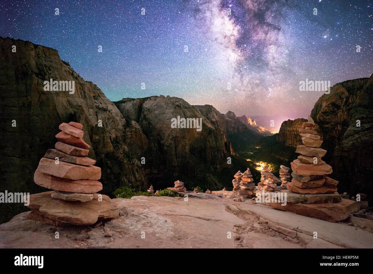 Rock piles, Angel's Landing, Zion National Park, Utah, United States Stock Photo