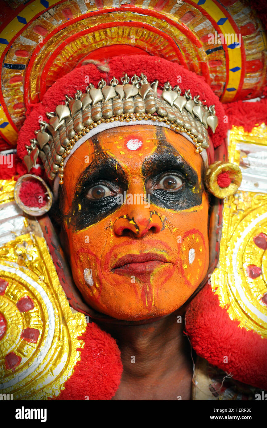 Theyyam Ritual art of Kerala India arts form Artist close up view Stock  Photo - Alamy