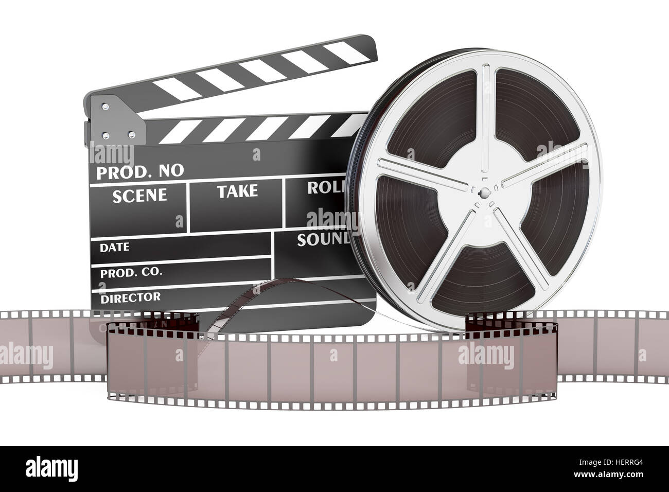 cinema, movie and cinematography concept, 3D rendering isolated on white background Stock Photo