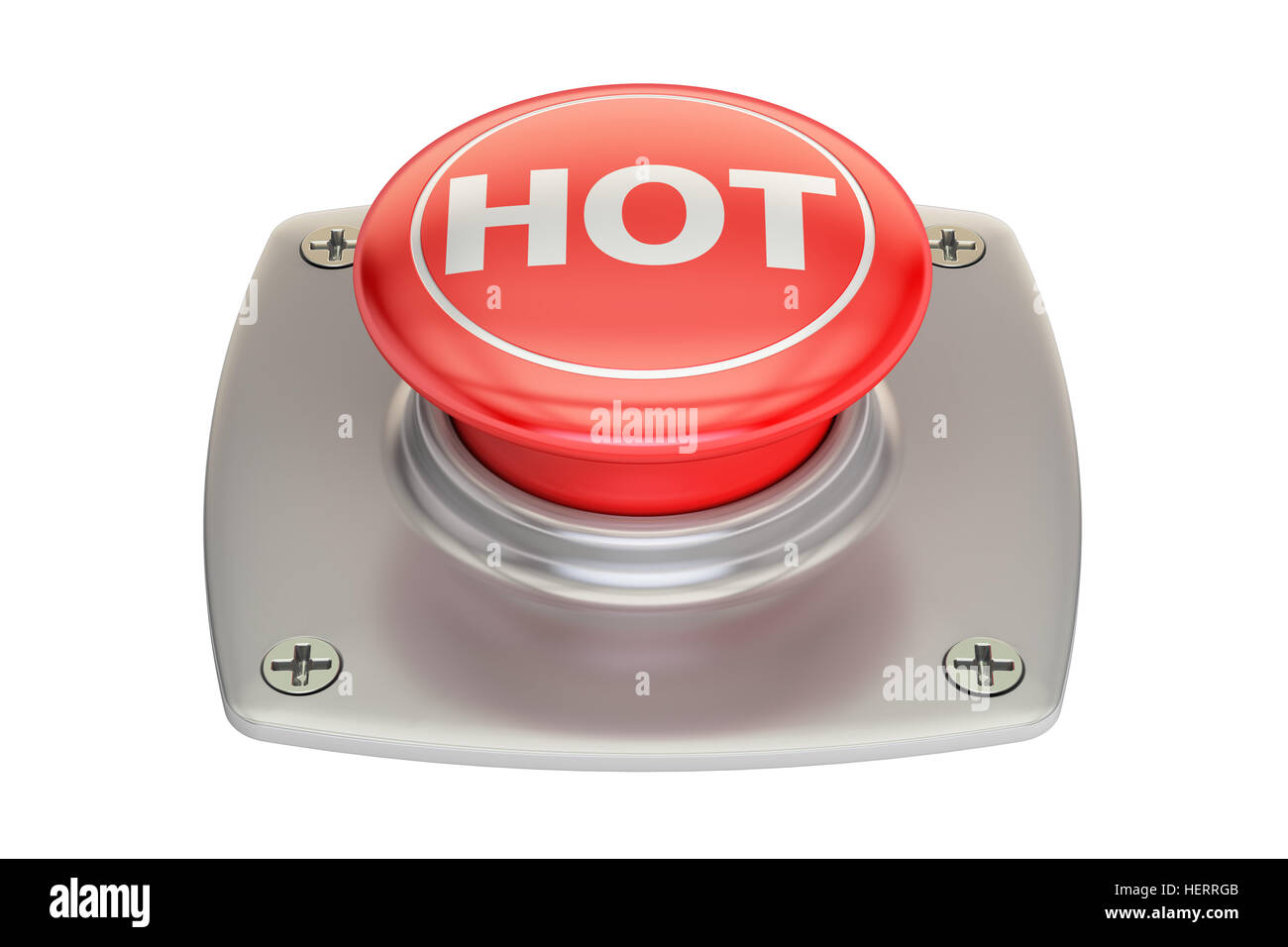 Hot Red button, 3D rendering isolated on white background Stock Photo