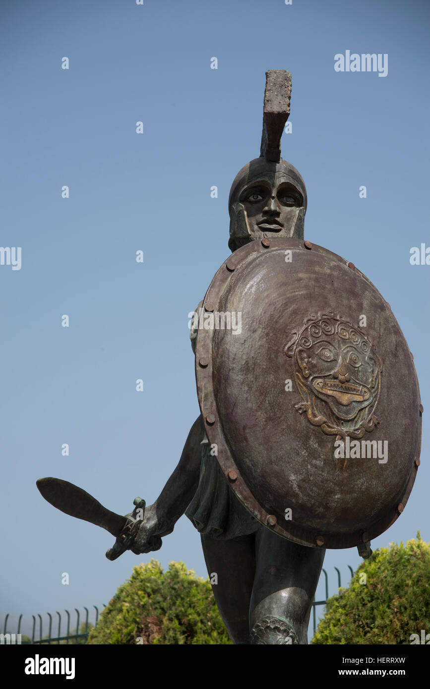 Statue of Spartan King Leonidas in Sparta, Greece. Stock Photo
