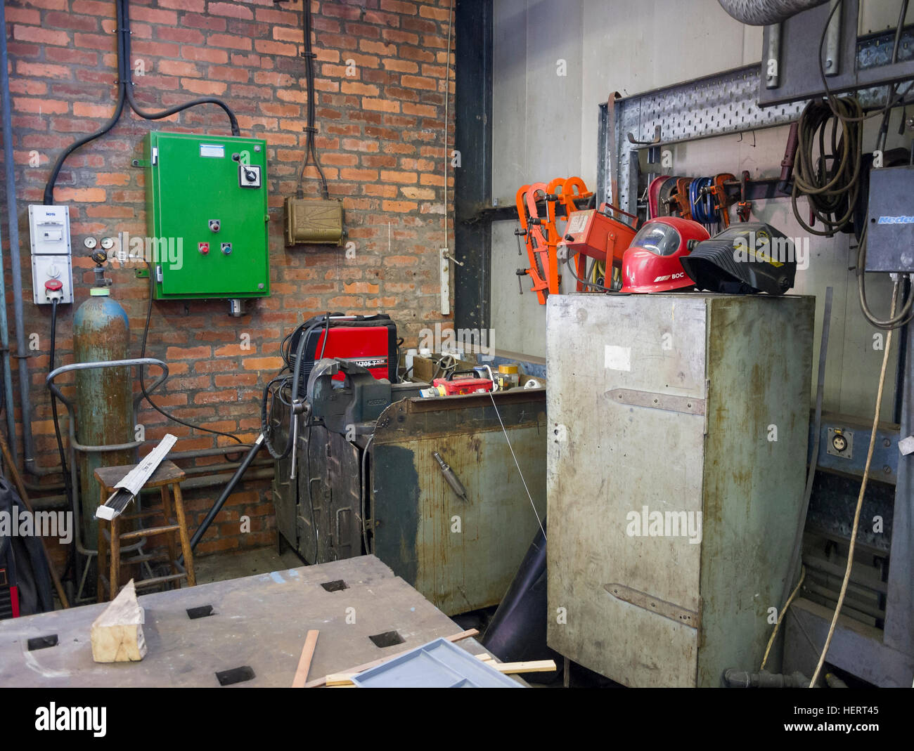 heavy engineering welding workshop tools and equipment Stock Photo