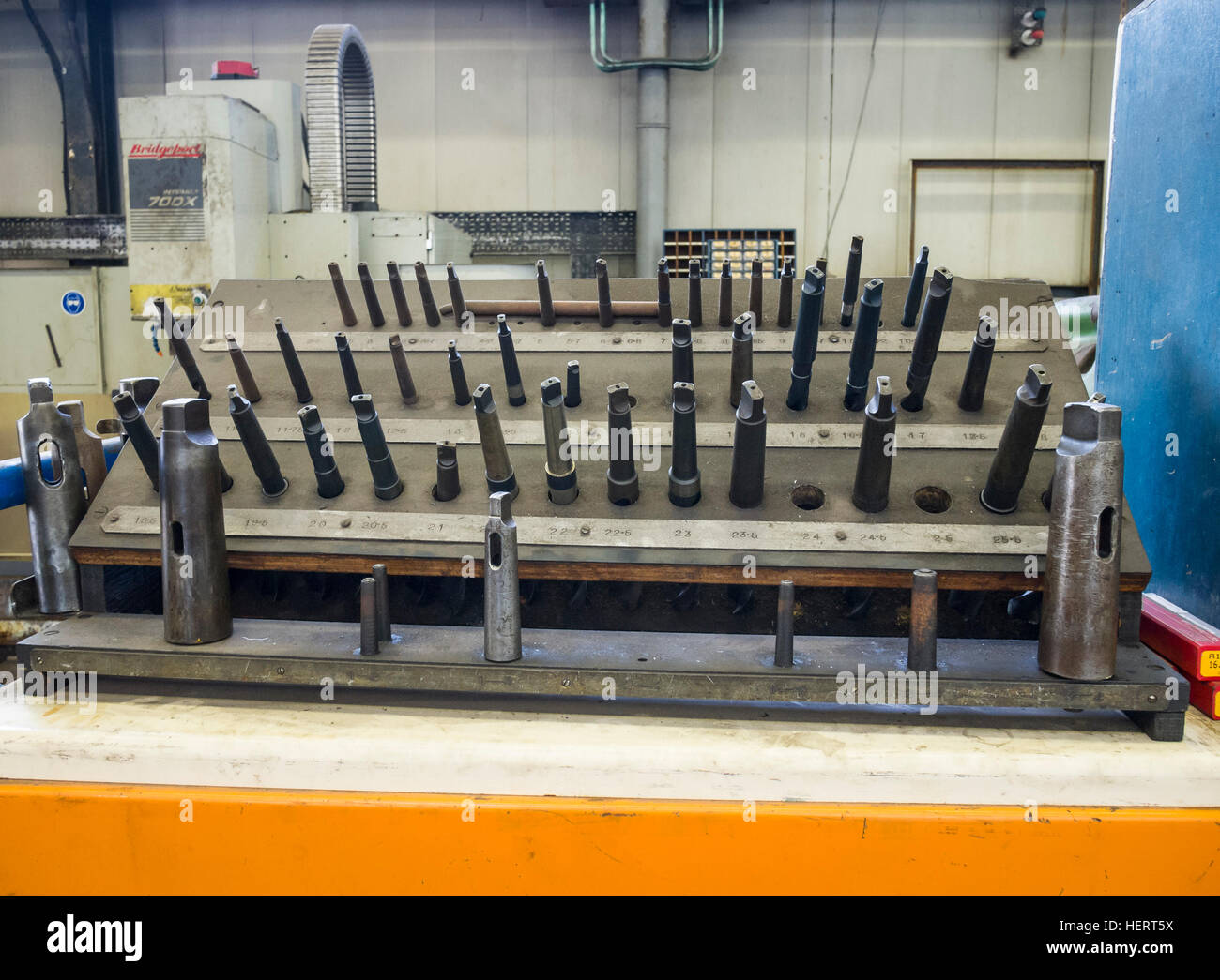 heavy engineering drill bit storage Stock Photo Alamy