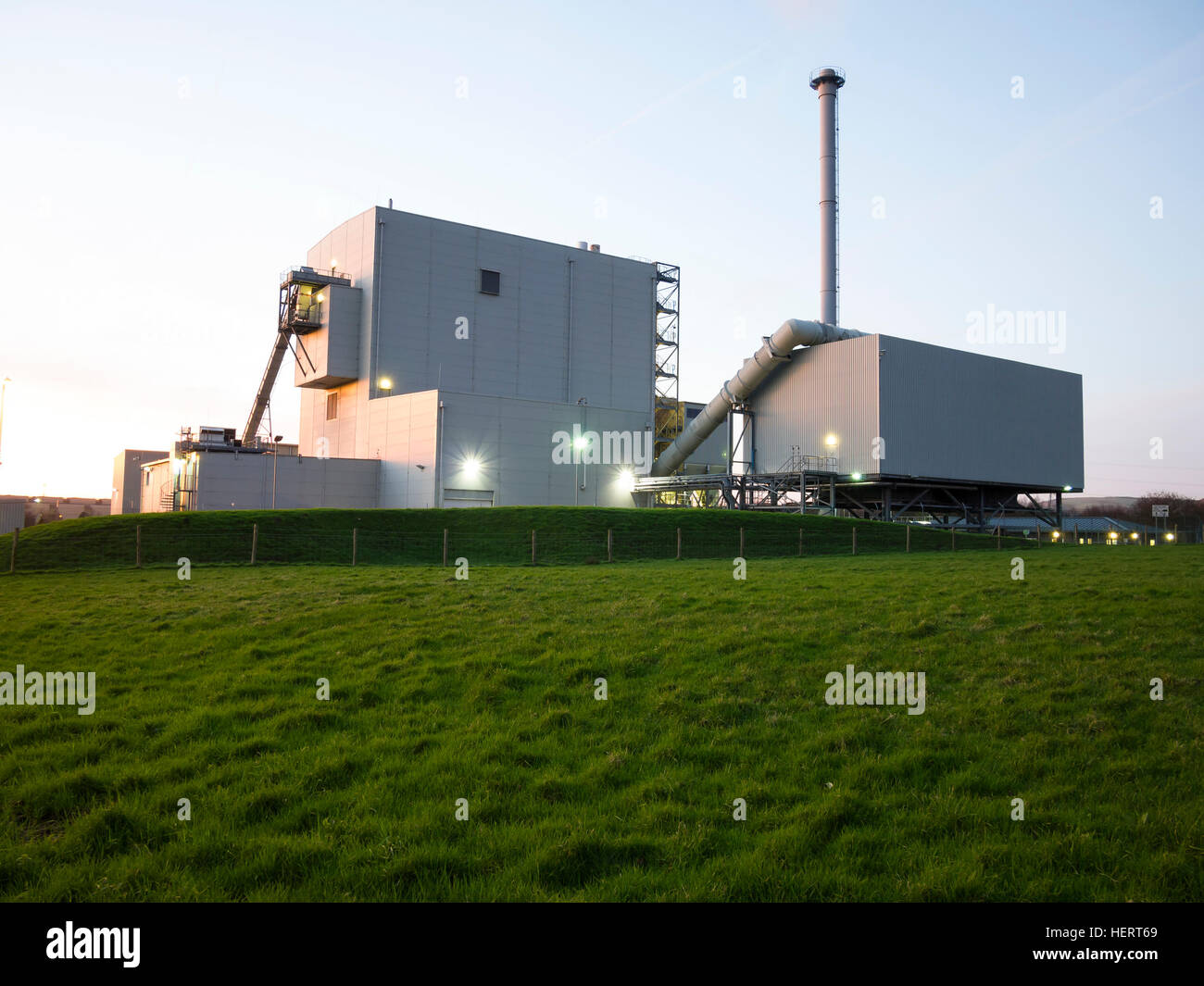biomass power station at dusk Stock Photo