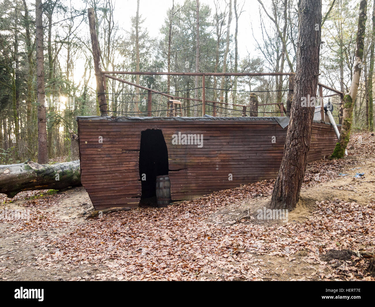 role-players pirate ship in woods Stock Photo