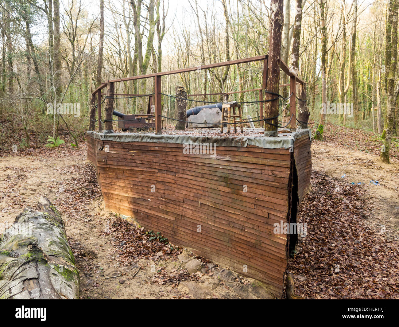 role-players pirate ship in woods Stock Photo
