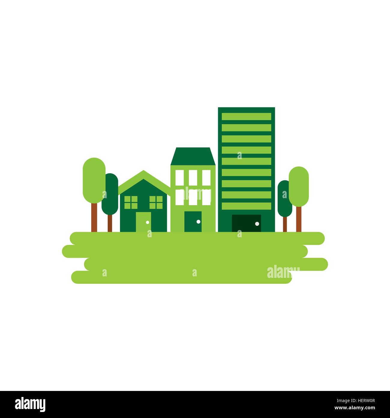 Green City Icon Over White Background Colorful Design Ecology And Green Idea Concept Vector Illustration Stock Vector Image Art Alamy