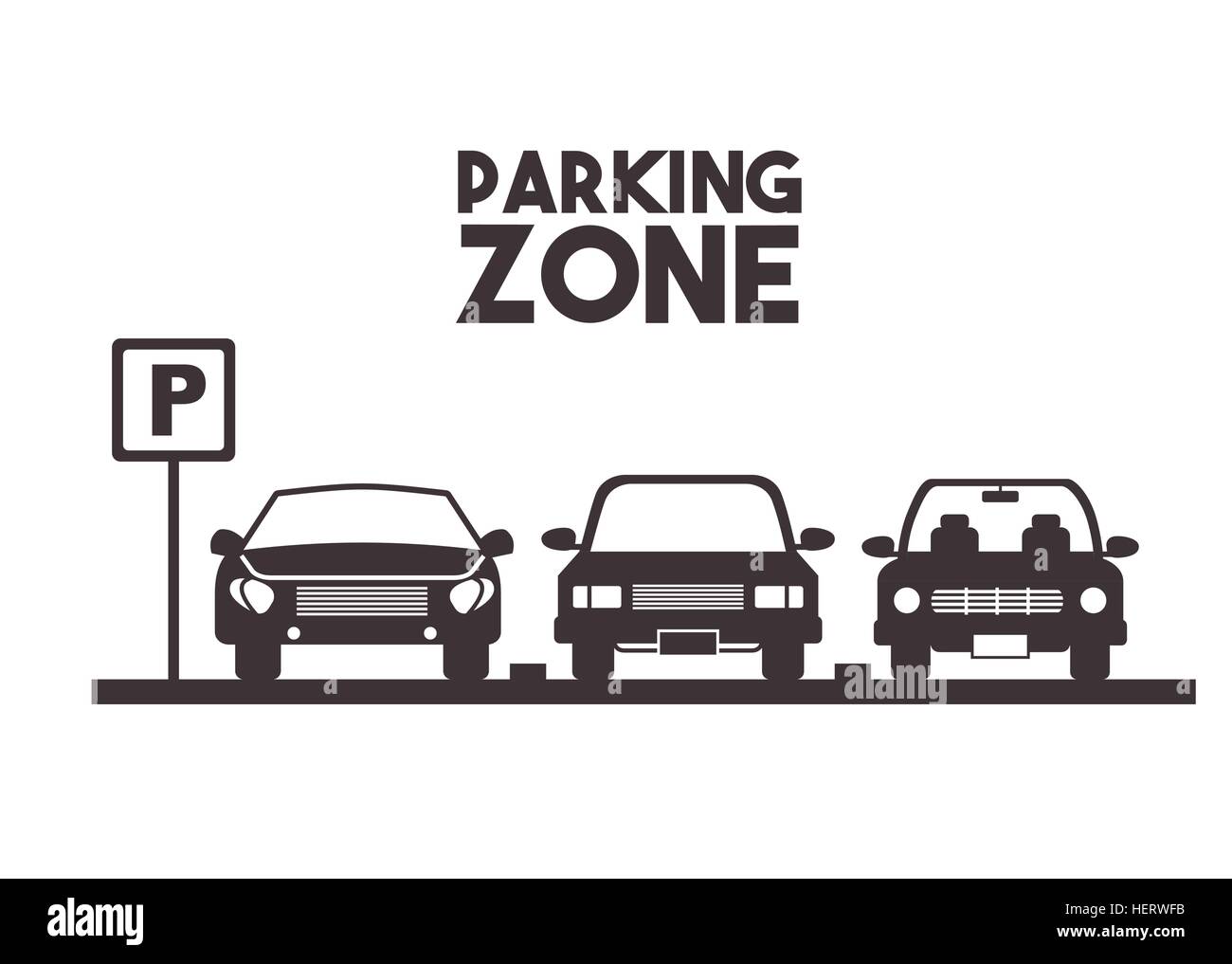 parked cars in a parking zone over white background. vector illustration Stock Vector Image