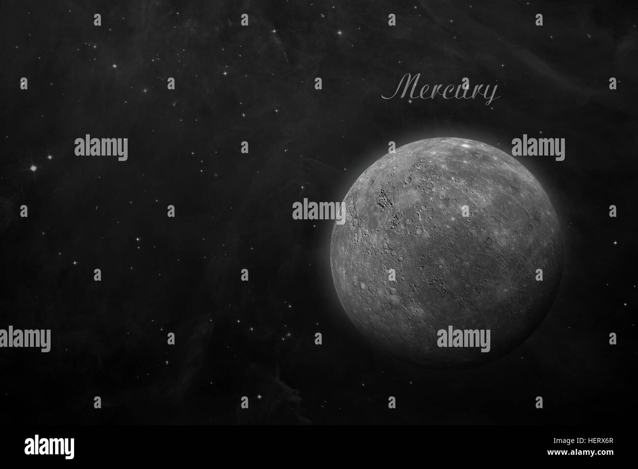 Planet Mercury. Space background. Stock Photo