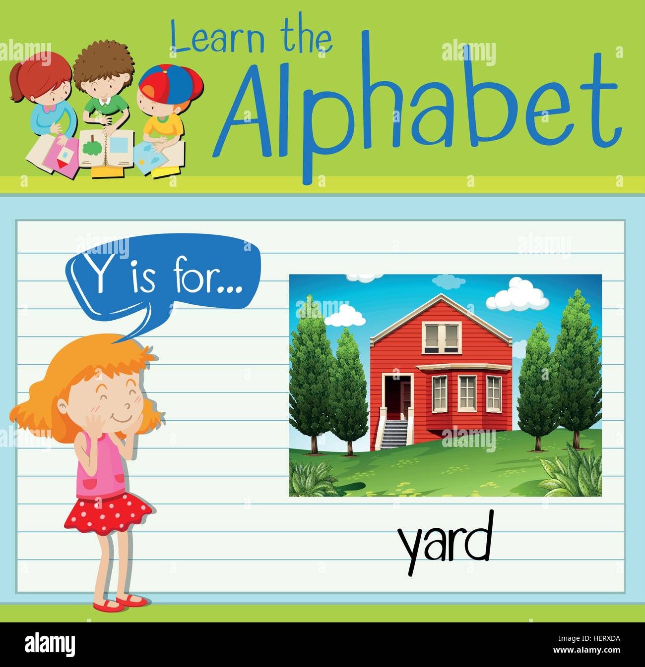 Flashcard letter Y is for yard illustration Stock Vector Image & Art